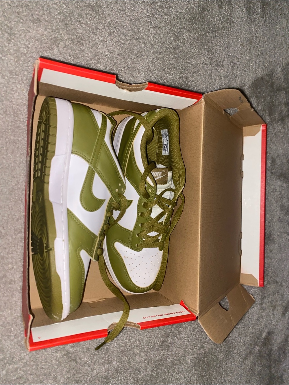 Nike Kids Olive Green and White Low-Top Sneakers